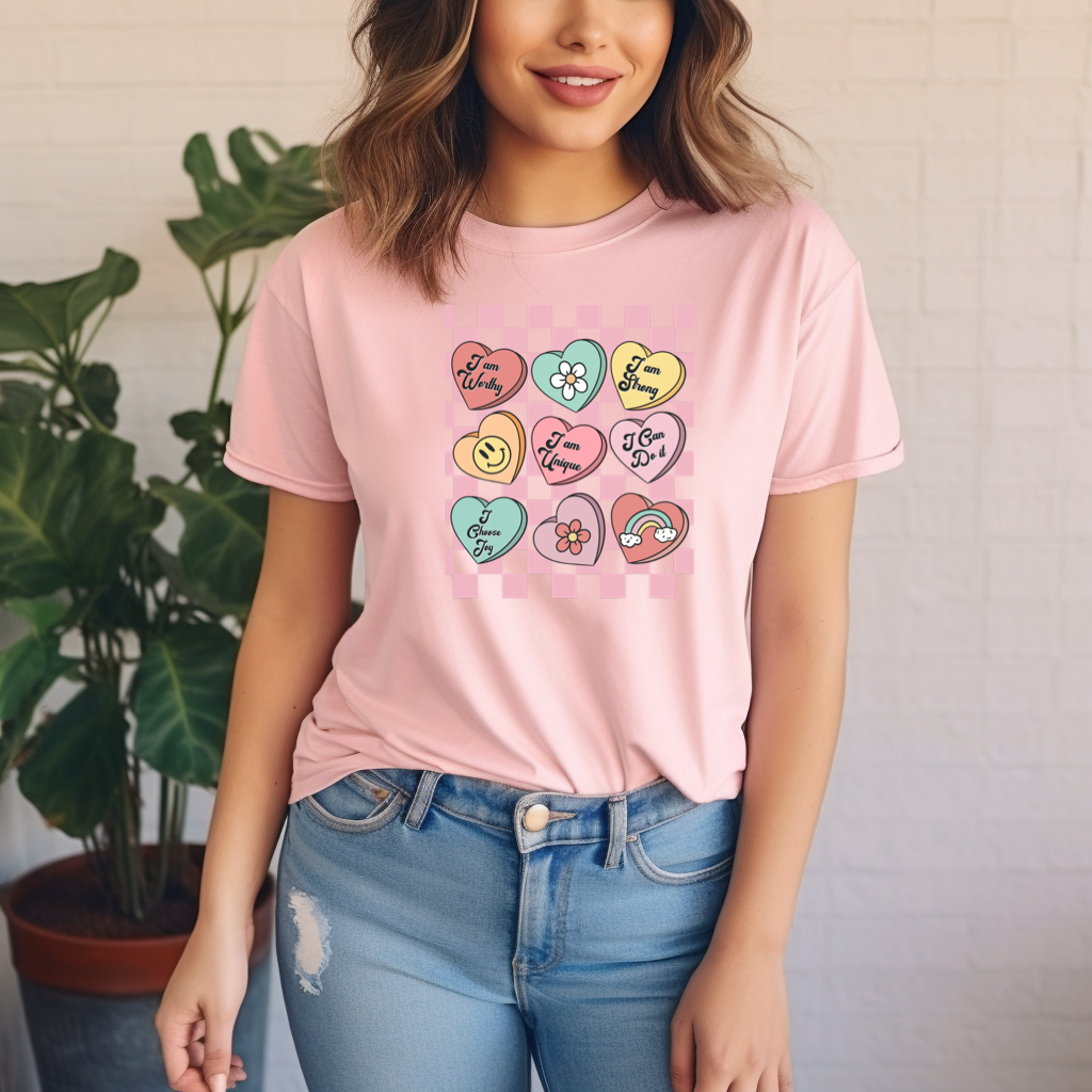 Empowering Candy Hearts Tee