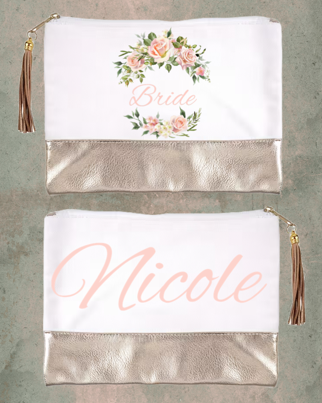 Personalized Bridal Party Makeup Bags