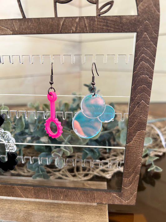 Iridescent Bubbles + Wand Acrylic Earrings