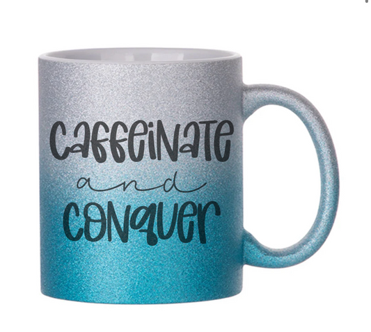 Glitter Mug - Blue & Silver 11oz