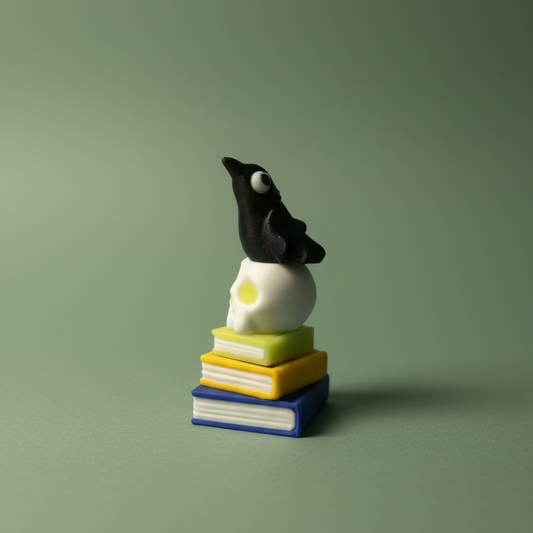 Book Stack with Skull and Raven Clicker