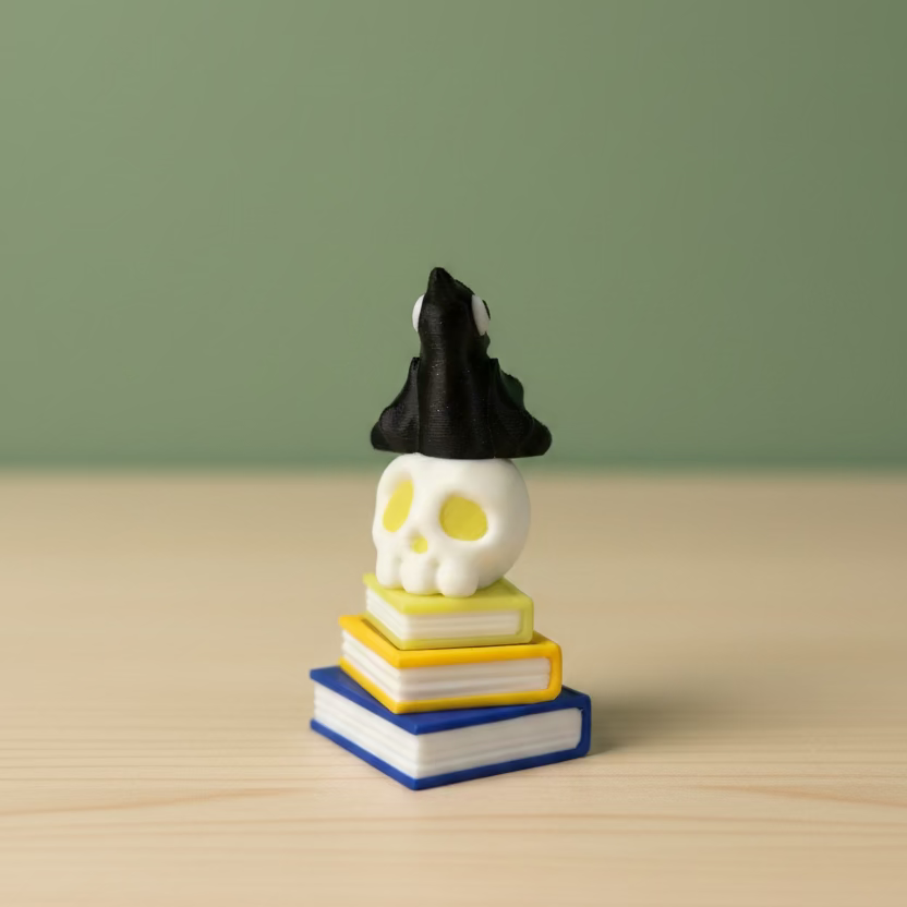 Book Stack with Skull and Raven Clicker