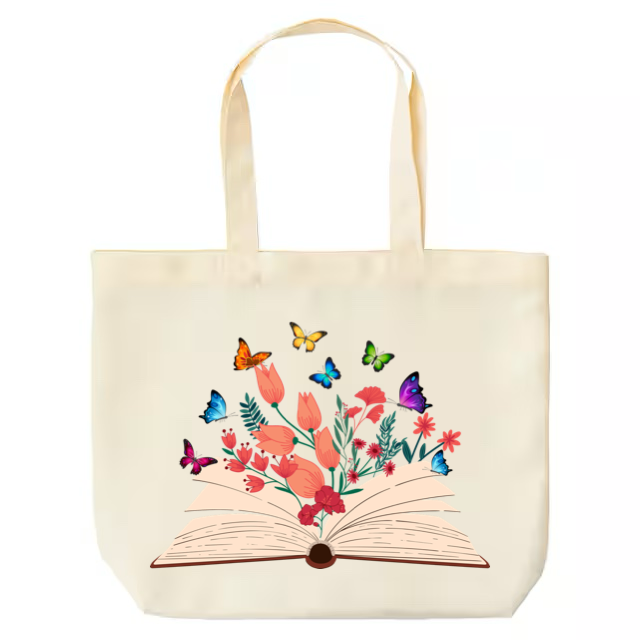 Wildflower Book Tote Bag