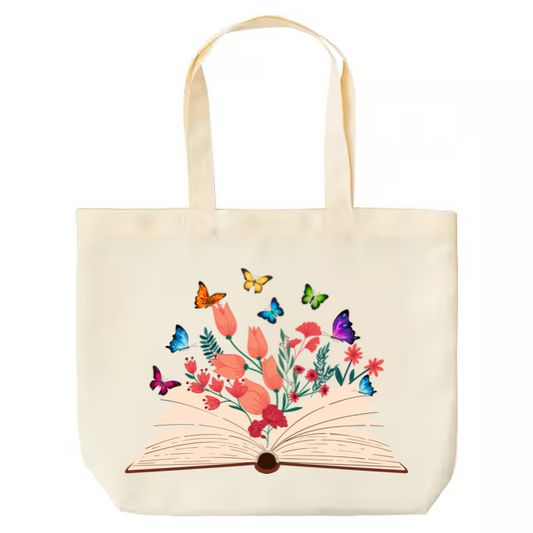 Wildflower Book Tote Bag