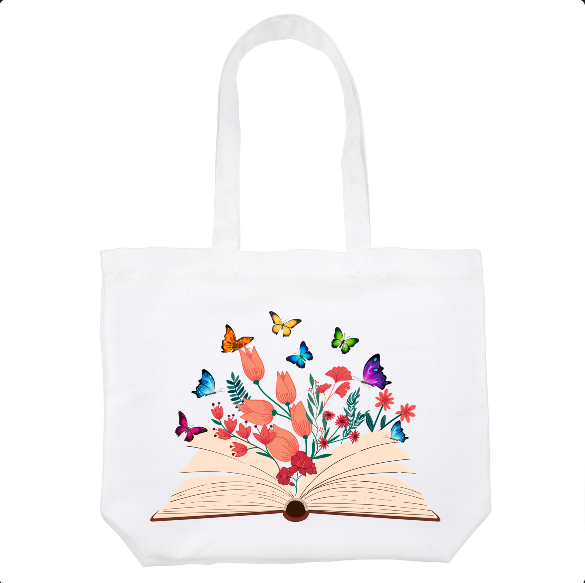 Wildflower Book Tote Bag