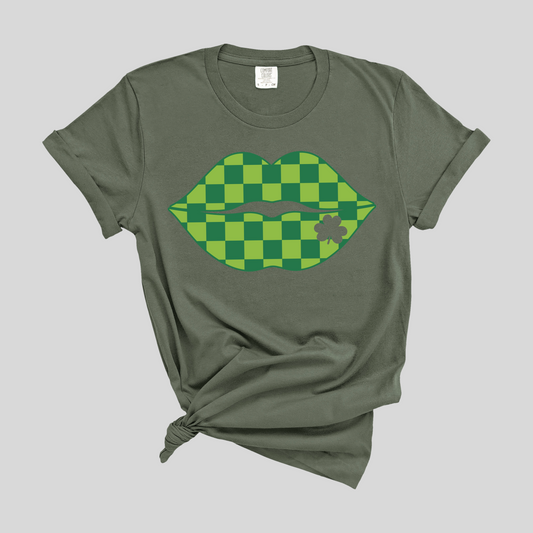 St. Patty’s Day Checkered Lips Tee