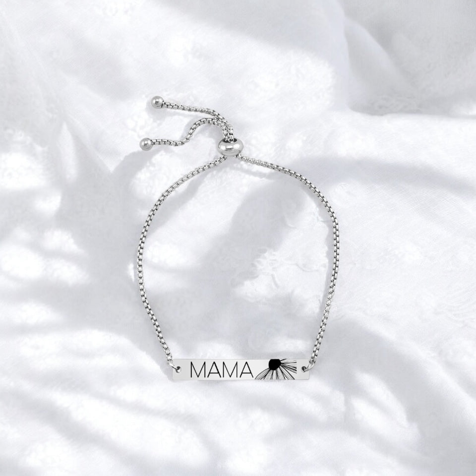 Mama Daisy Engraved Stainless Steel Bracelet