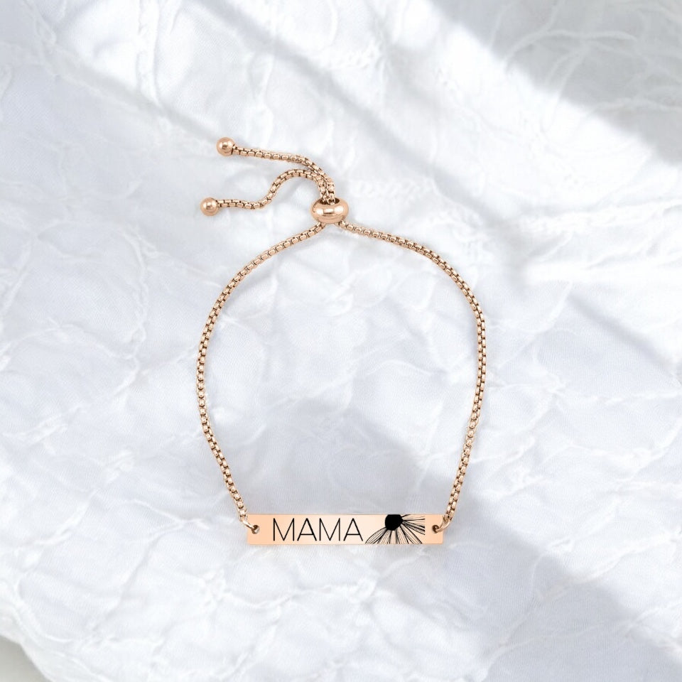 Mama Daisy Engraved Stainless Steel Bracelet