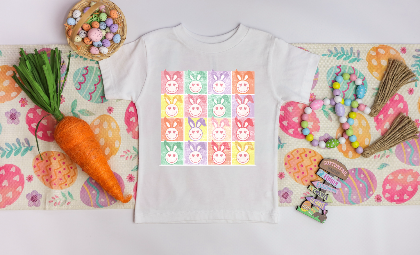 Bunny Smiley Grid Kids’ Tee