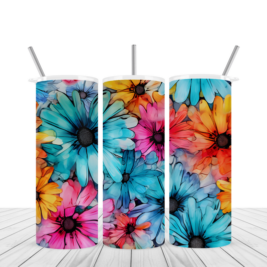 Colorful Daisies Tumbler - 20oz Stainless Steel