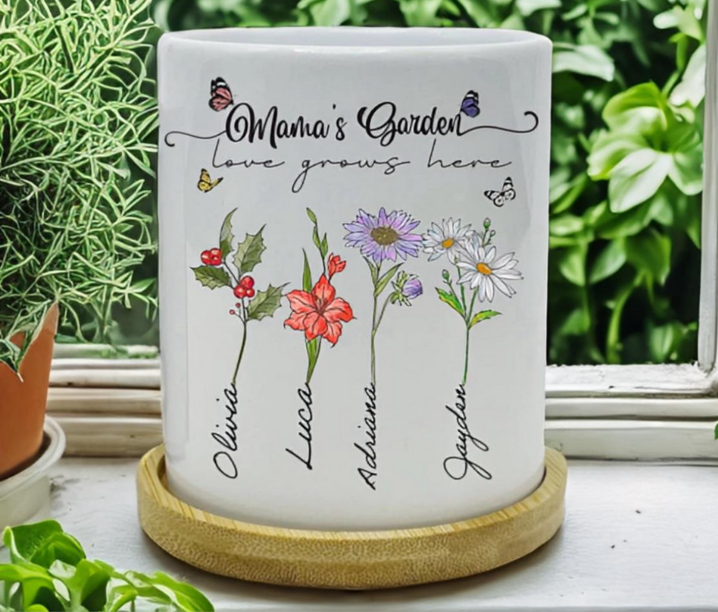 Mama’s Garden Mini Planter - Customized Birth Flowers & Names