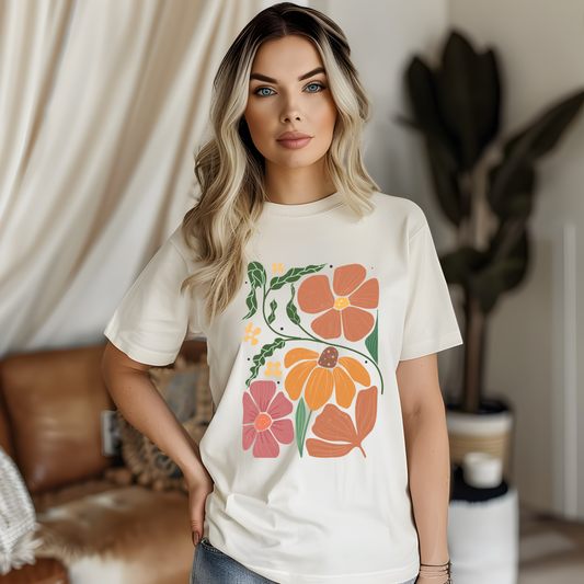 Boho Peach Florals Tee