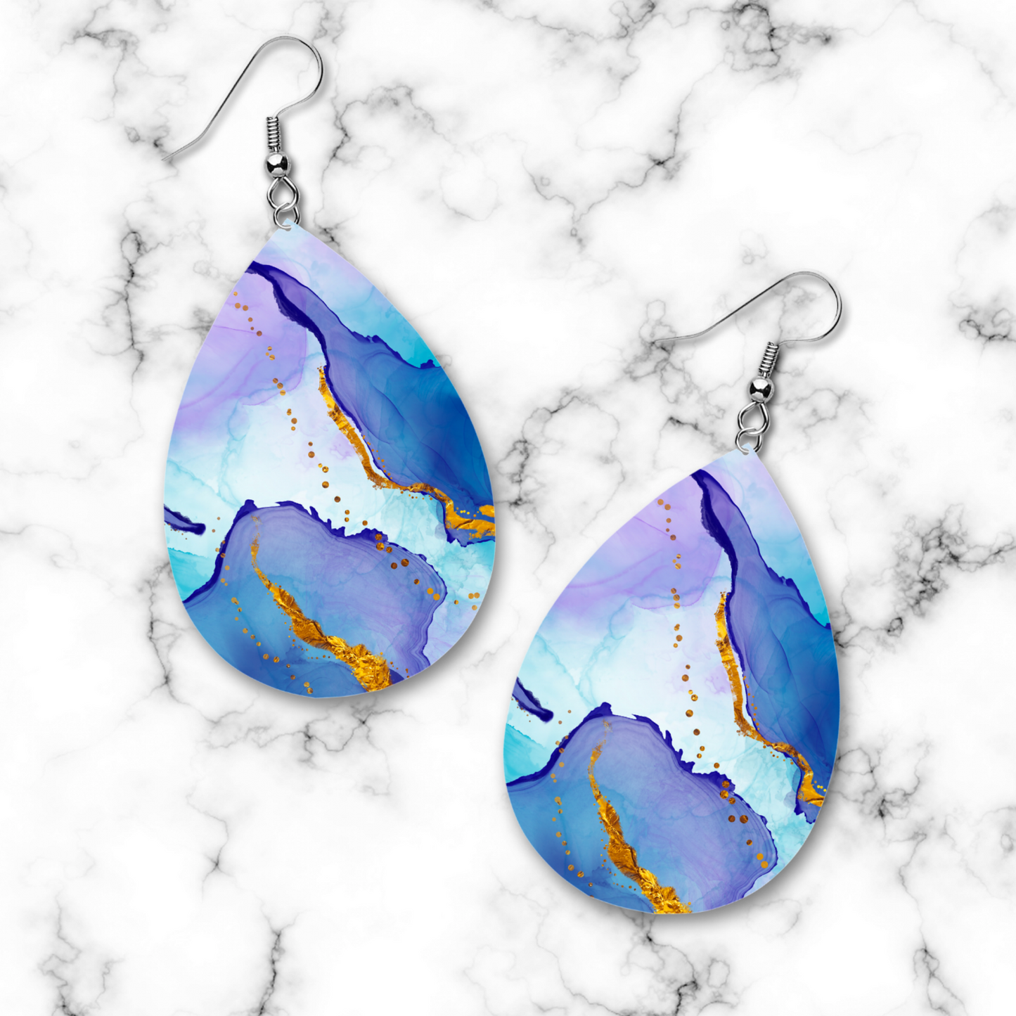 Blue & Gold Abstract Earrings