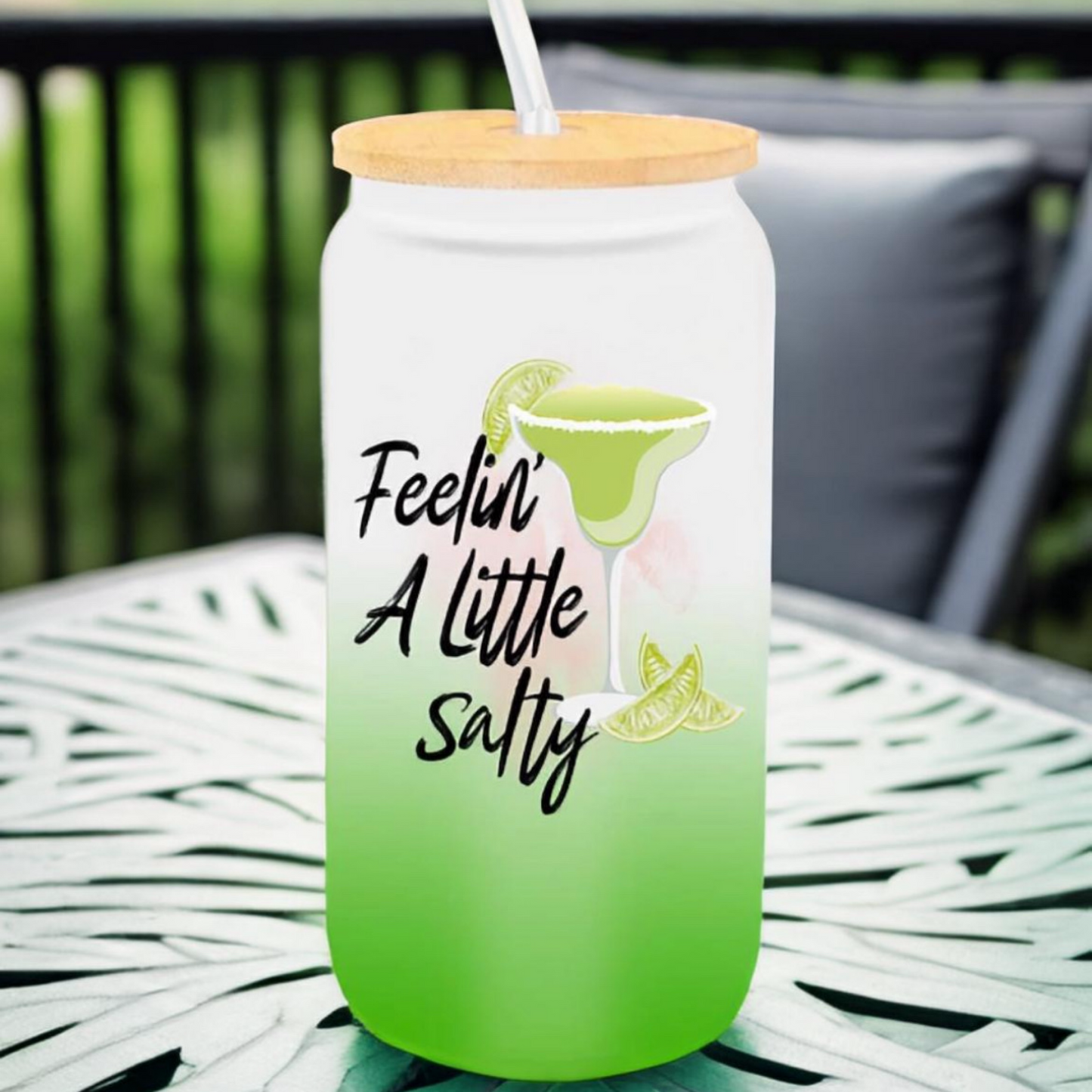 Feelin’ Salty Green Ombré Frosted Libbey Glass