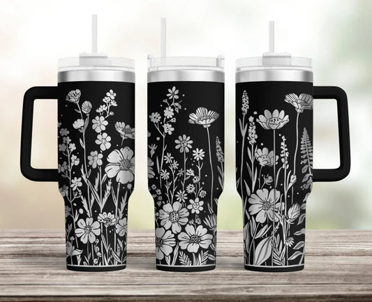 Wildflower Laser Engraved Tumbler