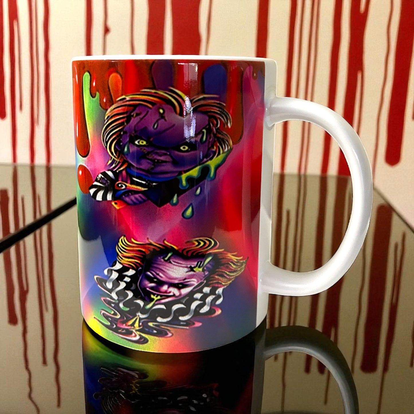 Colorful Tie-Dye Halloween Horror Figures Mug - 15oz