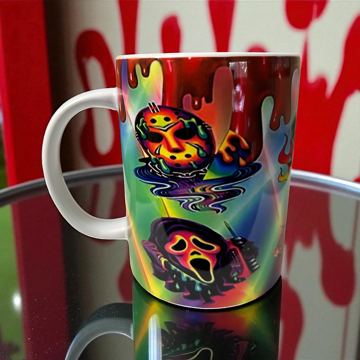 Colorful Tie-Dye Halloween Horror Figures Mug - 15oz