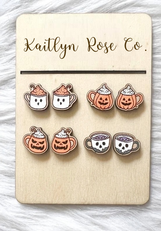 Spooky Hot Cocoa Earrings - Set of 4 Studs