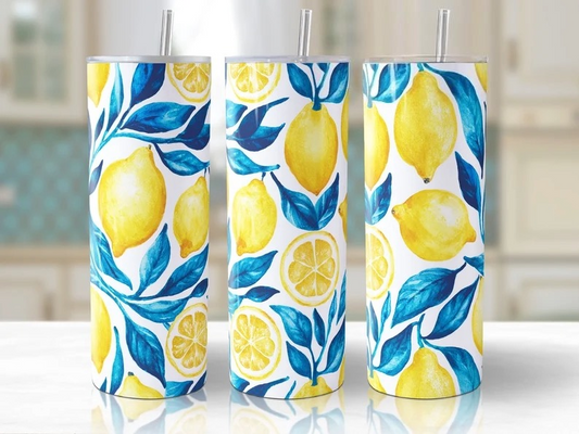 Watecolor Lemons Tumbler - Stainless Steel 20oz