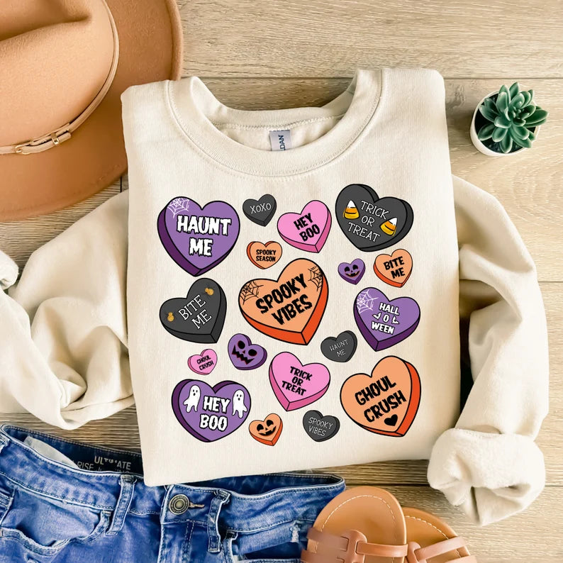 Halloween Conversation Hearts Pullover