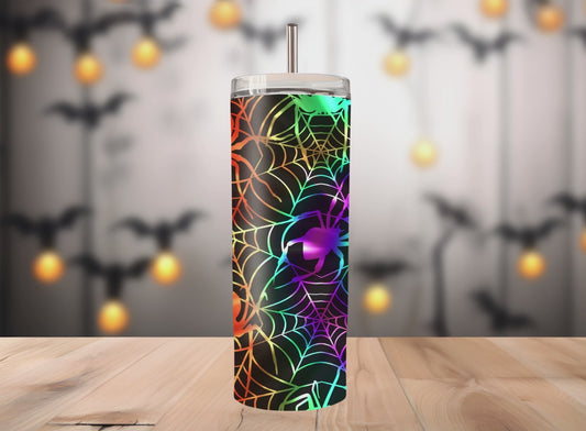 Tie Dye Spider Web Halloween Tumbler - 20oz Stainless Steel