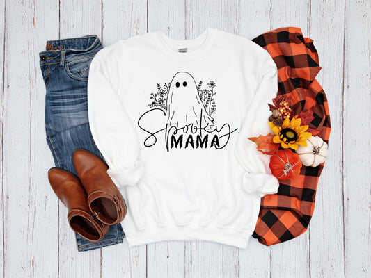 Spooky Mama Floral Ghost Halloween Sweatshirt